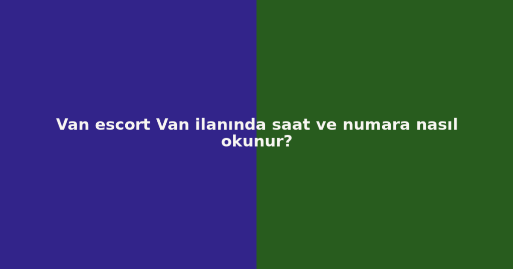 Van escort Van ilanında saat ve numara nasıl okunur?